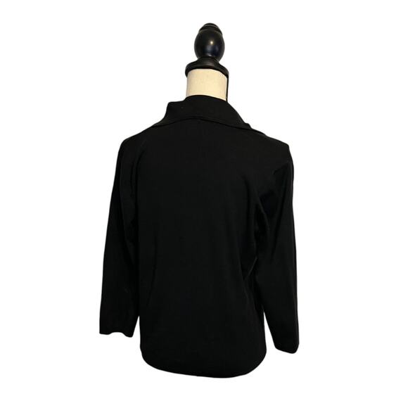 U-Knit Silk Blend Cardigan Sweater Women's Sz XL Black Collared 4-Buttons Office - Picture 5 of 8